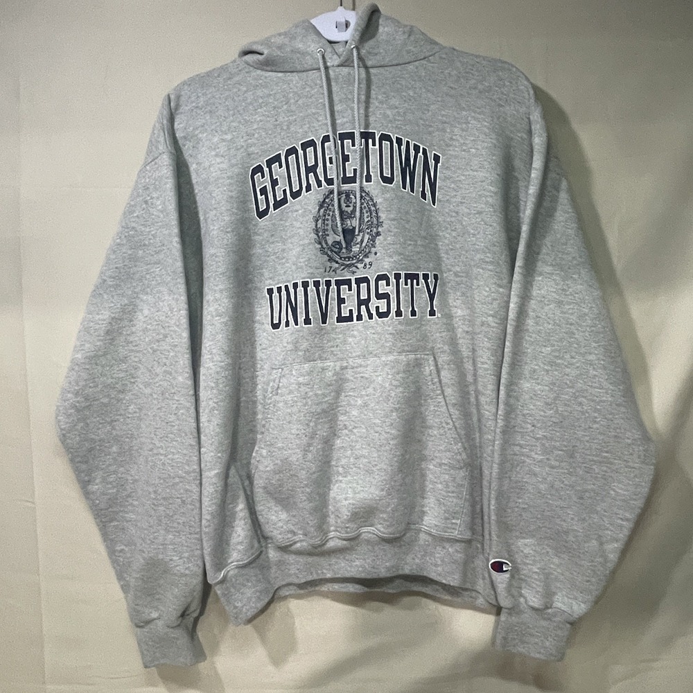 Vintage Champion Georgetown University Hoodie Gray Mens Size Medium Hoyas Gear